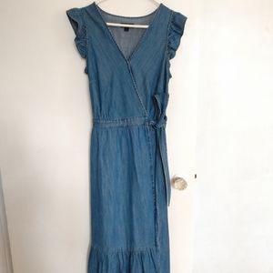 J. Crew chambray midi wrap dress